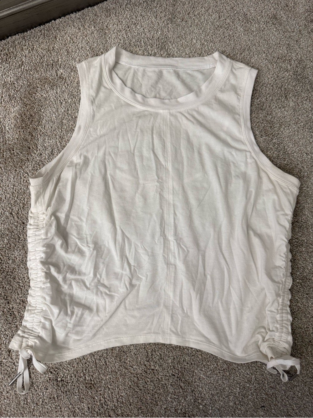 lululemon athletica White Ruched-Side Crop Tank